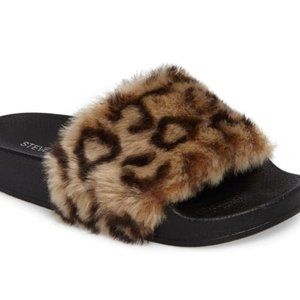 Steve Madden "Softey" Leopard Faux Fur Slide
